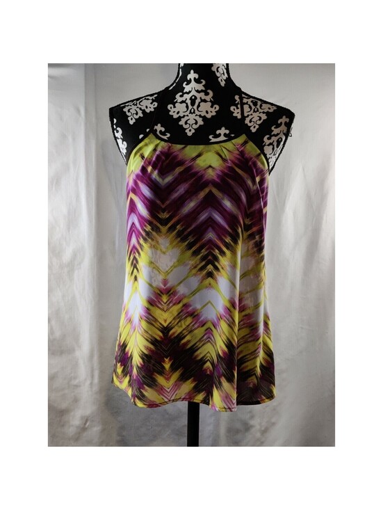 Tops - ana A New Approach Petite PM Purple Yellow Chevron Crochet Racerback Tank Top
